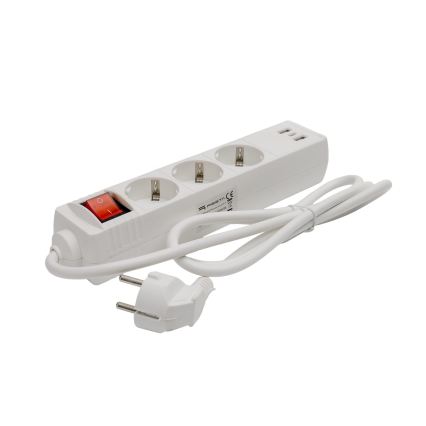 Ilginamasis laidas su jungikliu 3 lizdai+2xUSB-A+1xUSB-C 1,5m SCHUKO baltas