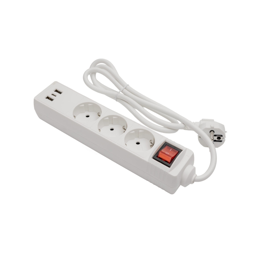 Ilginamasis laidas su jungikliu 3 lizdai+2xUSB-A+1xUSB-C 1,5m SCHUKO baltas