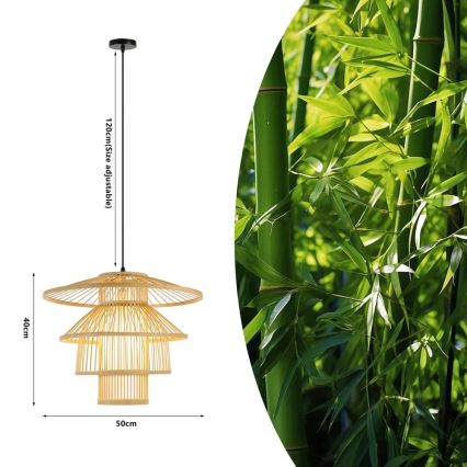 Pakabinamas sietynas PINCHOS 1xE27/40W/230V diametras 50 cm bambukas