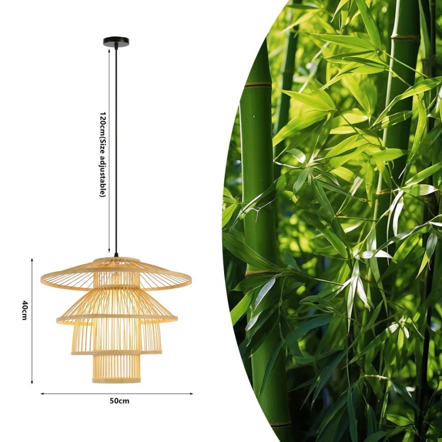 Pakabinamas sietynas PINCHOS 1xE27/40W/230V diametras 50 cm bambukas