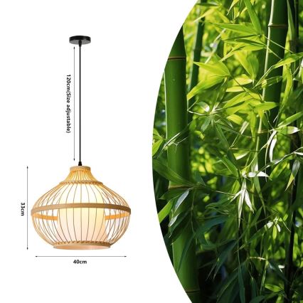 Pakabinamas sietynas PINCHOS 1xE27/40W/230V diametras 40 cm bambukas