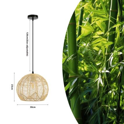 Pakabinamas sietynas PELO 1xE27/40W/230V diametras 30 cm rotangas