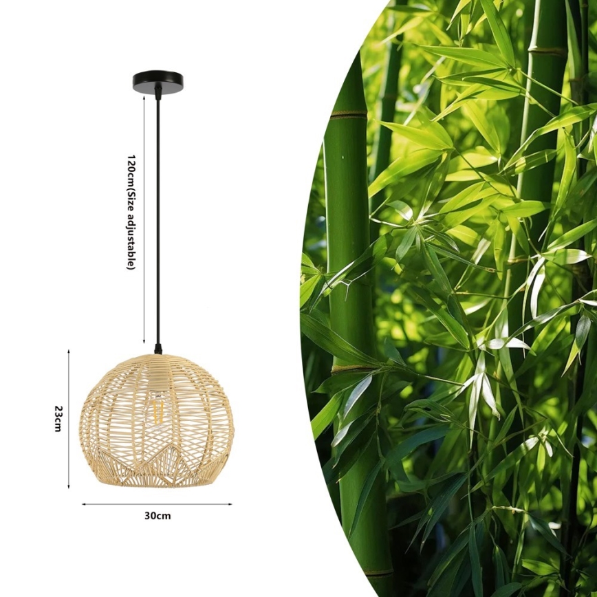 Pakabinamas sietynas PELO 1xE27/40W/230V diametras 30 cm rotangas