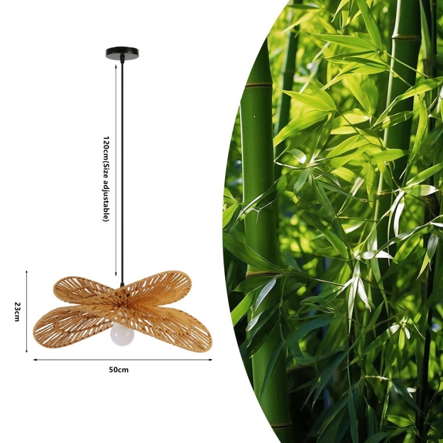 Pakabinamas sietynas MARIPOSA 1xE27/40W/230V diametras 50 cm džiutas