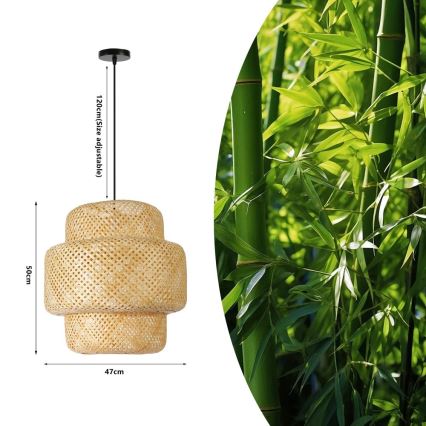 Pakabinamas sietynas HILO 1xE27/40W/230V diametras 47 cm bambukas