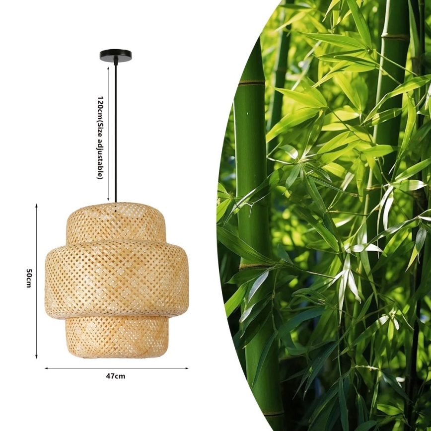 Pakabinamas sietynas HILO 1xE27/40W/230V diametras 47 cm bambukas