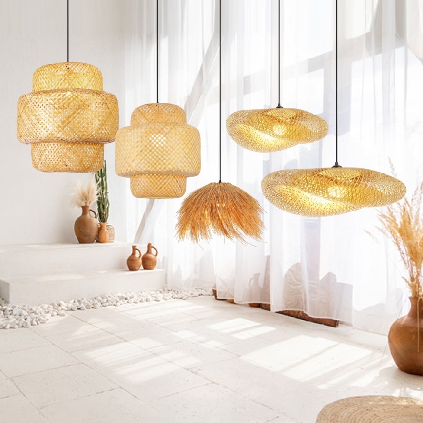 Pakabinamas sietynas HILO 1xE27/40W/230V diametras 80 cm bambukas