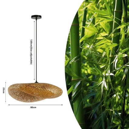 Pakabinamas sietynas HILO 1xE27/40W/230V diametras 80 cm bambukas