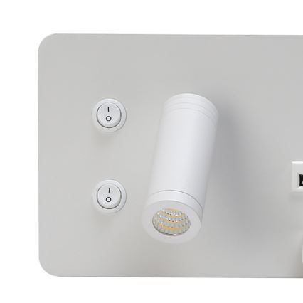 Immax 08285L - LED Sieninis prožektorius su lentyna, USB prievadu ir belaidžiu įkrovimu Be PREPARE LED/3W/230V + LED/3W balta