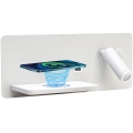 Immax 08286L - LED Sieninis prožektorius su lentyna, USB prievadu ir belaidžiu įkrovimu Be PREPARE LED/3W/230V + LED/3W balta