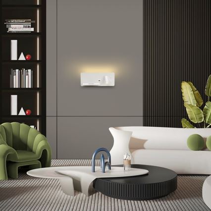 Immax 08286L - LED Sieninis prožektorius su lentyna, USB prievadu ir belaidžiu įkrovimu Be PREPARE LED/3W/230V + LED/3W balta