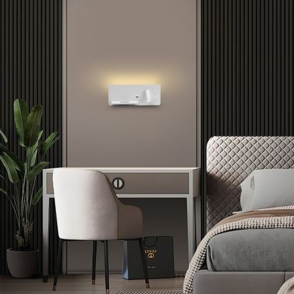 Immax 08286L - LED Sieninis prožektorius su lentyna, USB prievadu ir belaidžiu įkrovimu Be PREPARE LED/3W/230V + LED/3W balta