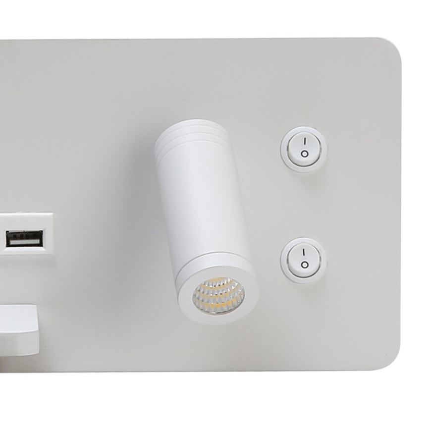 Immax 08286L - LED Sieninis prožektorius su lentyna, USB prievadu ir belaidžiu įkrovimu Be PREPARE LED/3W/230V + LED/3W balta