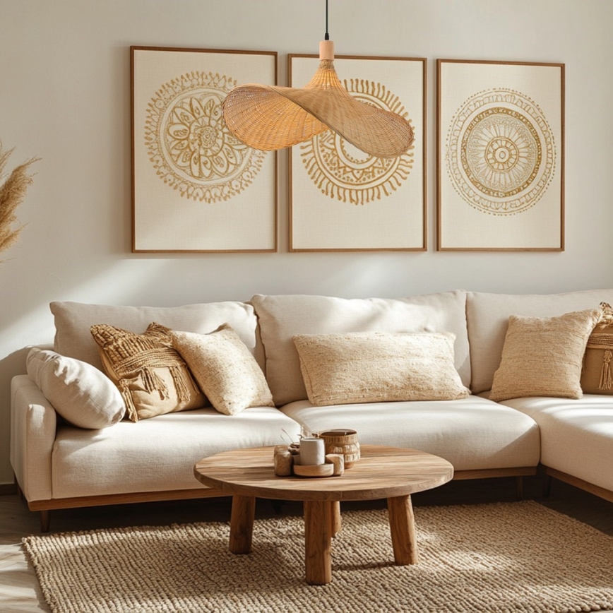 Immax 08289L - Pakabinamas sietynas SOMBRERO 1xE27/40W/230V diametras 70 cm rotangas