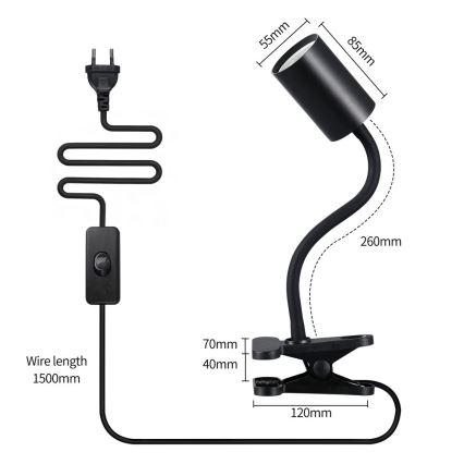 Lanksti lempa su spaustuku PUNTO 1xGU10/9W/230V juoda