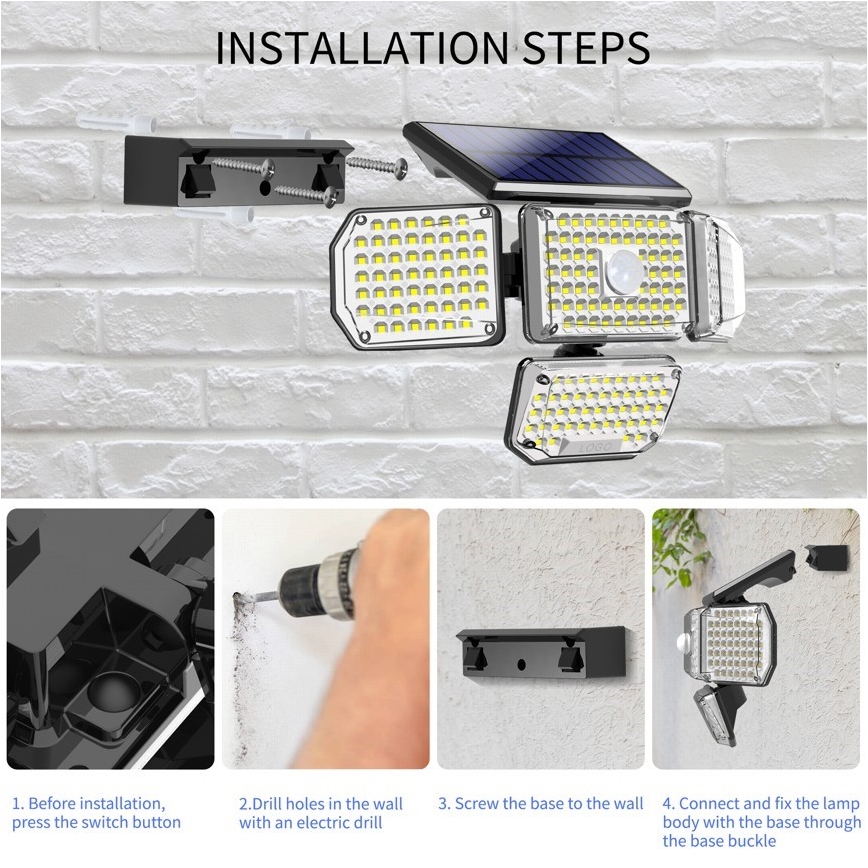 LED saulės energijos sieninis šviestuvas su jutikliu LED/5W/5,5V IP65