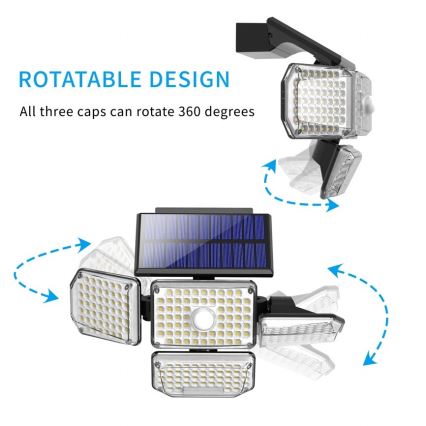 LED Saulės energijos sieninis šviestuvas su jutikliu LED/5W/5,5V IP65