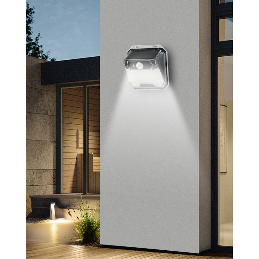 LED saulės energijos sieninis šviestuvas su jutikliu LED/3W/5,5V IP65