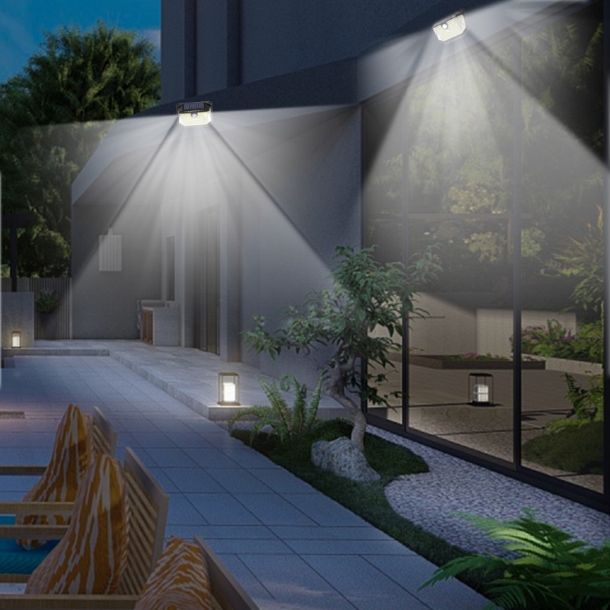 LED saulės energijos sieninis šviestuvas su jutikliu LED/4W/5,5V IP65