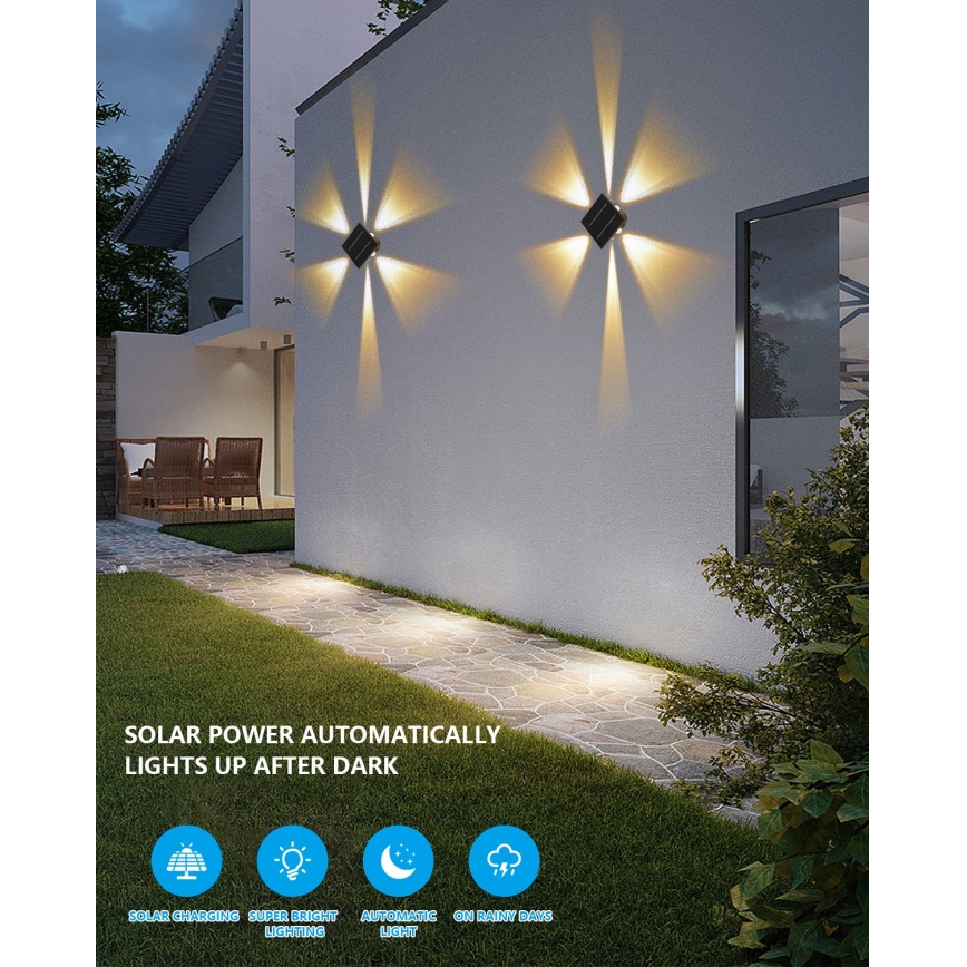 LED Saulės energijos sieninis šviestuvas su jutikliu LED/2W/5V IP54