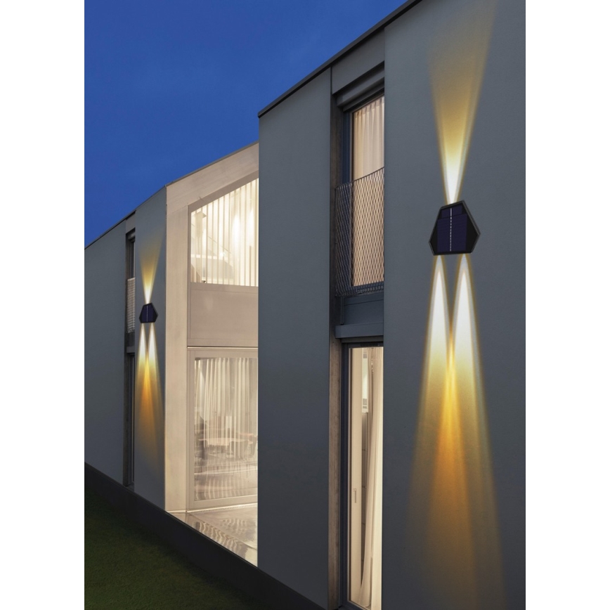 LED Saulės sieninis šviestuvas su jutikliu LED/2W/5V IP54 1300 mAh