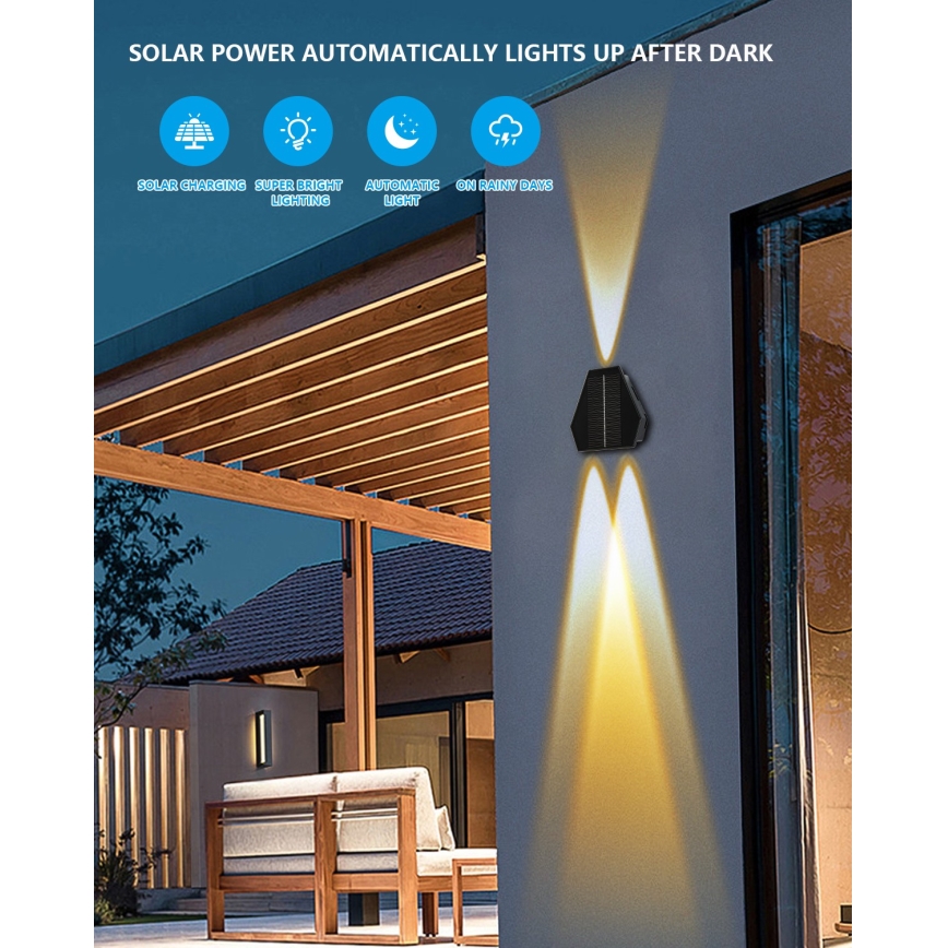 LED Saulės sieninis šviestuvas su jutikliu LED/2W/5V IP54 1300 mAh