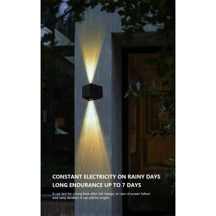 LED Saulės sieninis šviestuvas su jutikliu LED/2W/5V IP54 1300 mAh