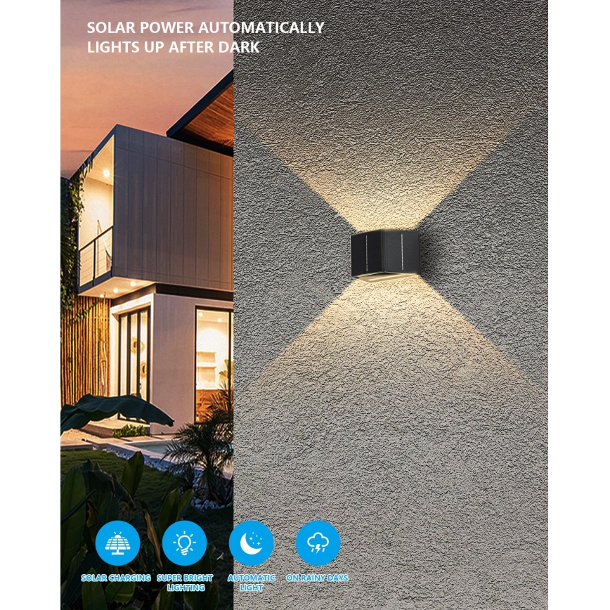 LED Saulės sieninis šviestuvas su jutikliu LED/2W/5V IP54 1300 mAh