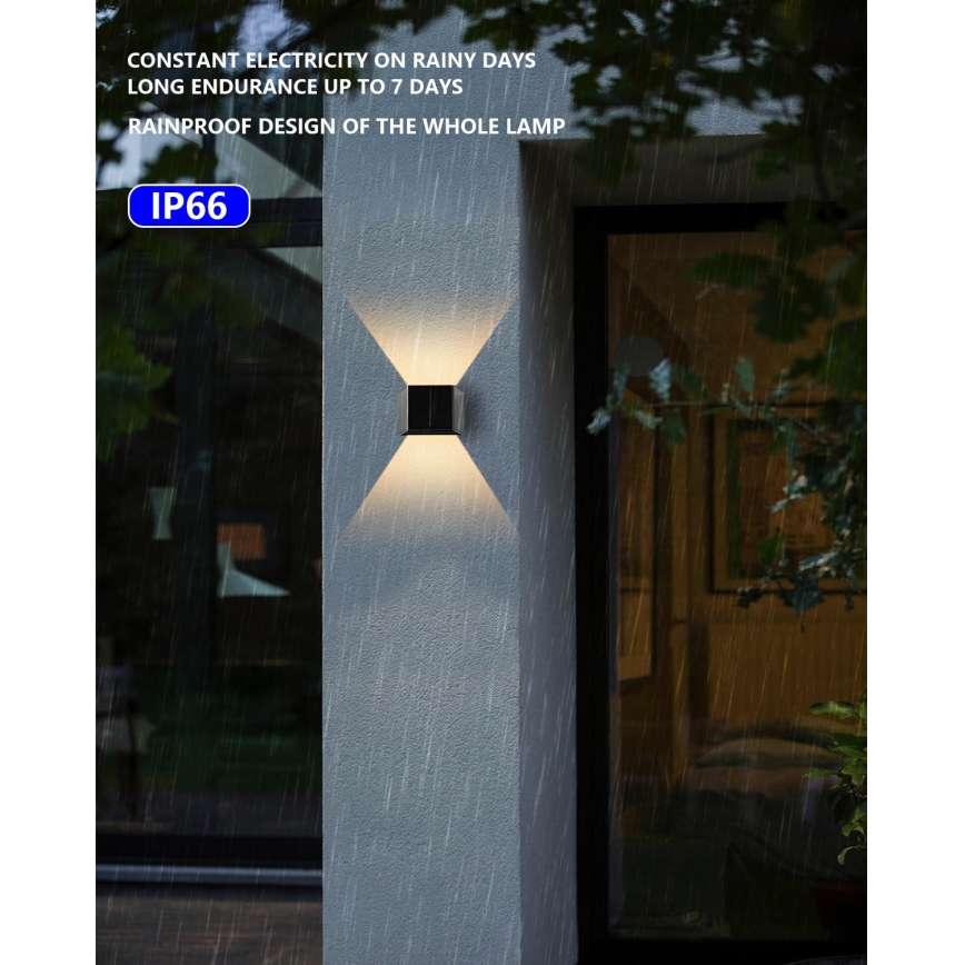 LED Saulės sieninis šviestuvas su jutikliu LED/2W/5V IP54 1300 mAh