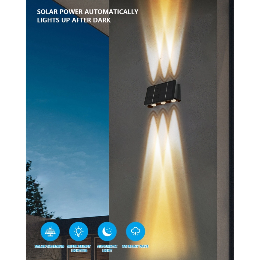 LED saulės energijos sieninis šviestuvas su jutikliu LED/2W/5V IP54