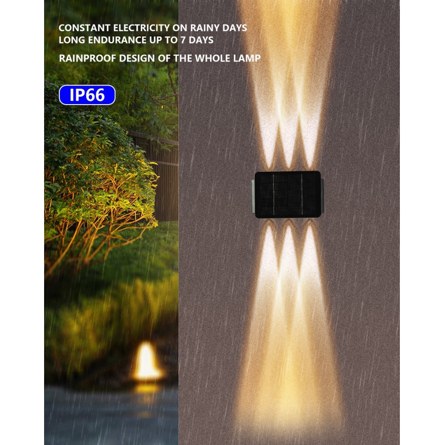 LED saulės energijos sieninis šviestuvas su jutikliu LED/2W/5V IP54