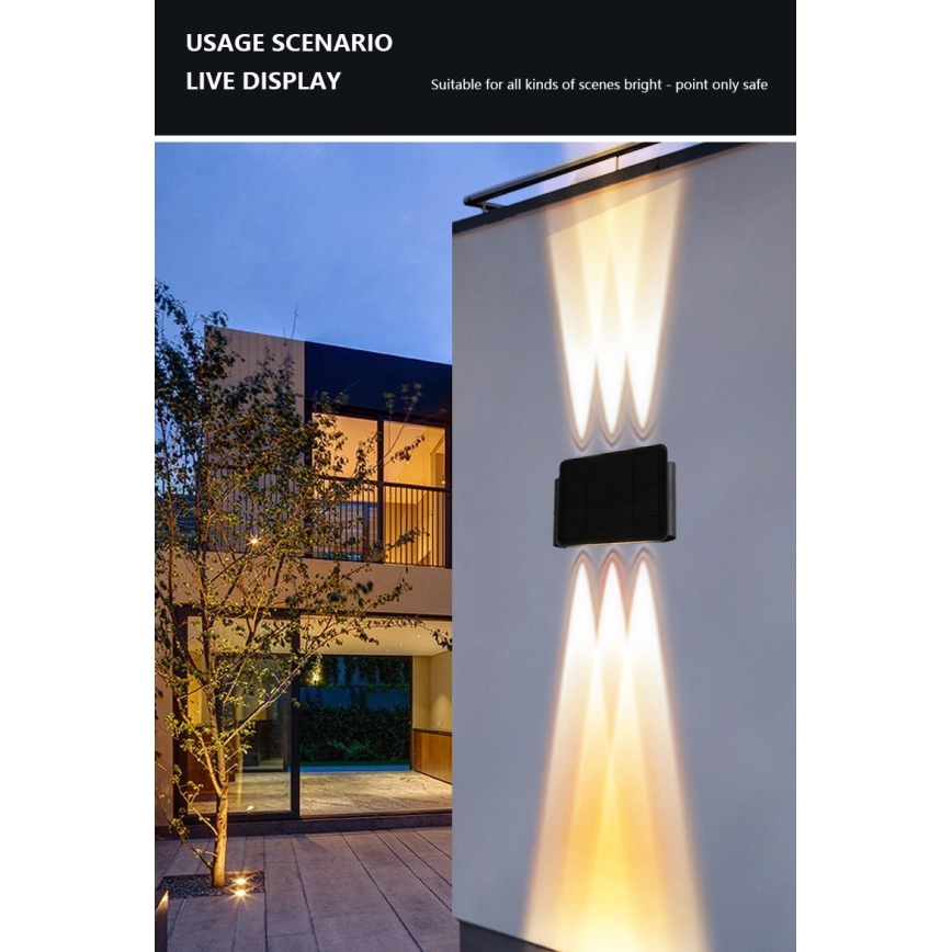 LED saulės energijos sieninis šviestuvas su jutikliu LED/2W/5V IP54