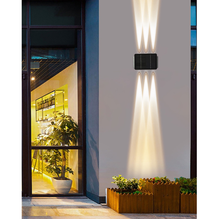 LED saulės energijos sieninis šviestuvas su jutikliu LED/2W/5V IP54