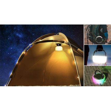 LED RGB Nešiojamas saulės įkraunamas lempa su LED grandinė LED/10W/5V 3600 mAh IP65