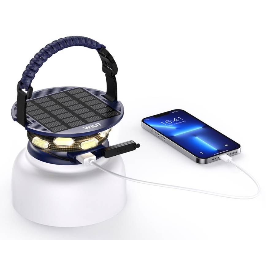 LED RGB Nešiojamas saulės įkraunamas lempa su LED grandinė LED/10W/5V 3600 mAh IP65
