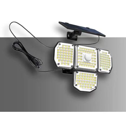 LED sieninis šviestuvas su jutikliu, įkraunamas saulės energija LED/5W/5,5V 3000K/6500K IP44