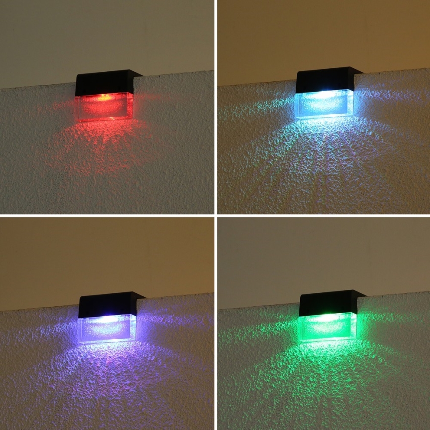 KOMPLEKTAS 2x LED RGB Saulės energija įkraunamas sieninis šviestuvas LED/1W/1,2V 3500K IP65