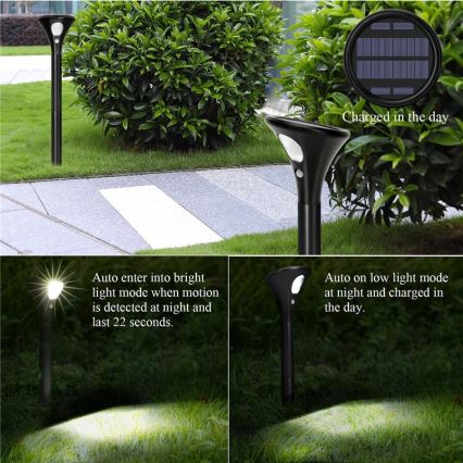 LED šviestuvas, įkraunamas saulės energija su jutikliu LED/1W/3,7V 6000K IP65