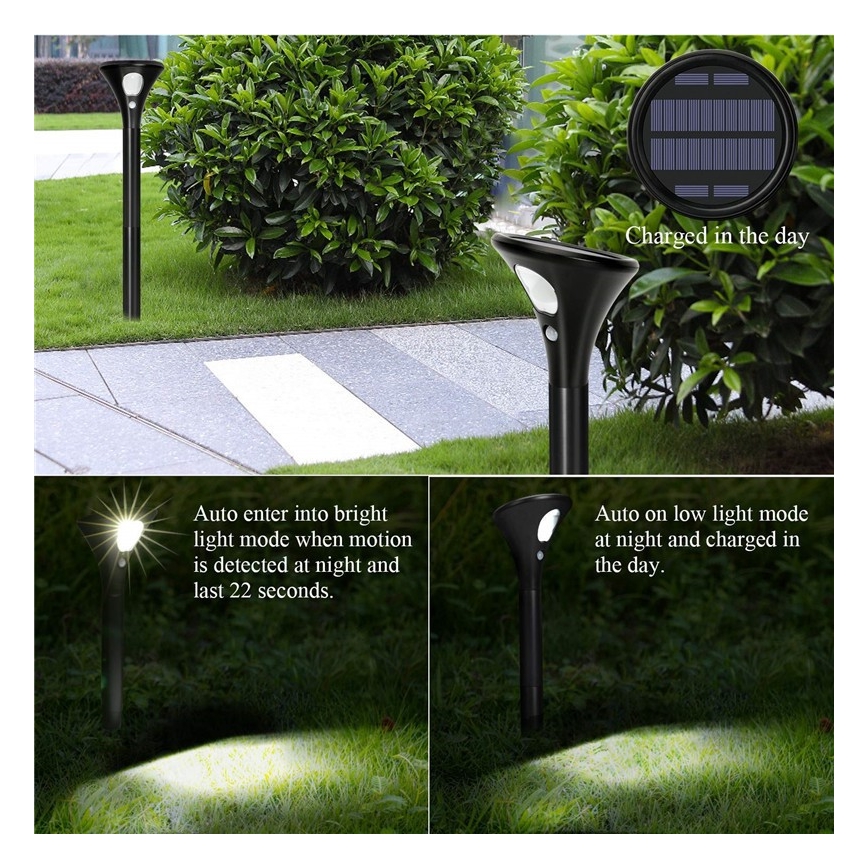 LED šviestuvas, įkraunamas saulės energija su jutikliu LED/1W/3,7V 6000K IP65