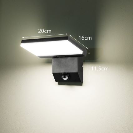 LED lauko sieninis šviestuvas su jutikliu MODERN LED/18W/230V IP65