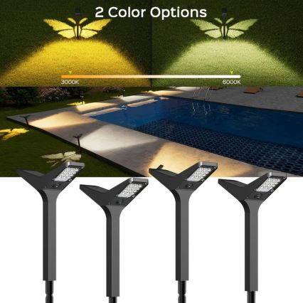LED saulės lempa su jutikliu SUN BUTTERFLY LED/1,5W/3,7V 3000/6000K IP65 1500 mAh