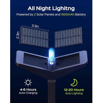 LED saulės lempa su jutikliu SUN BUTTERFLY LED/1,5W/3,7V 3000/6000K IP65 1500 mAh