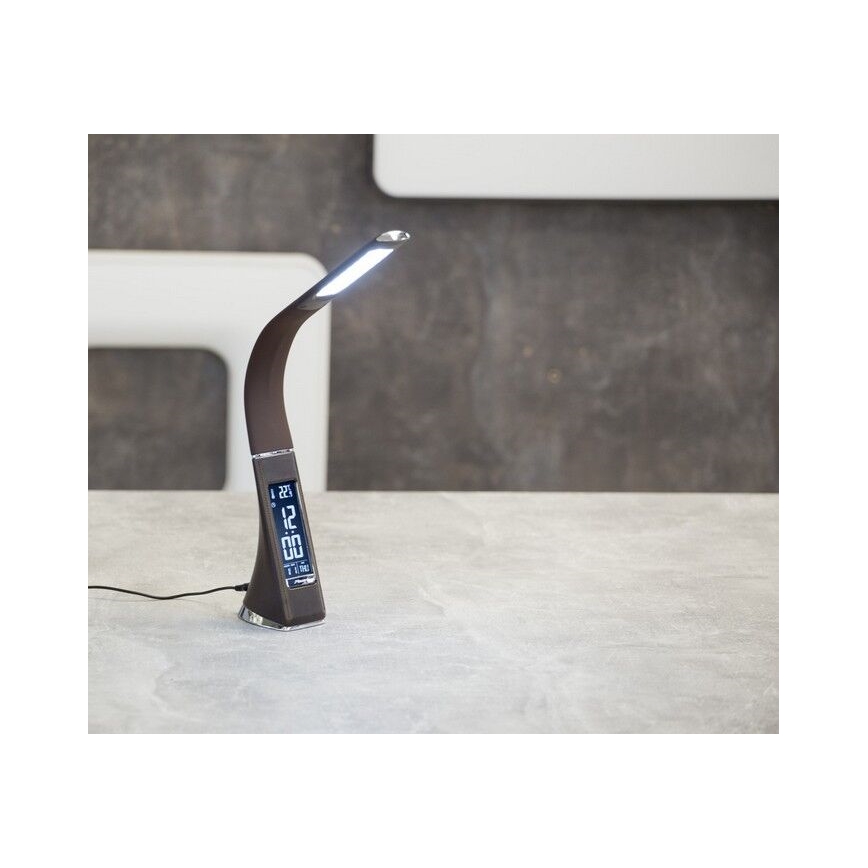 LED Reguliuojama stalinė lempa su ekranu LEATHER LED/7W/230V