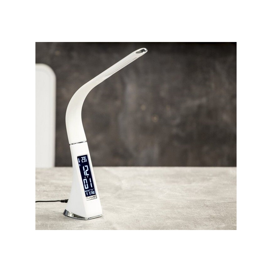 Immax 08949L - Pritemdomas LED stalo šviestuvas su ekranu LEATHER LED/7W/230V baltas