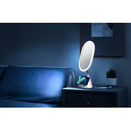 LED reguliuojamas kosmetinis veidrodis su belaidžiu įkrovimu LED/18W/230V