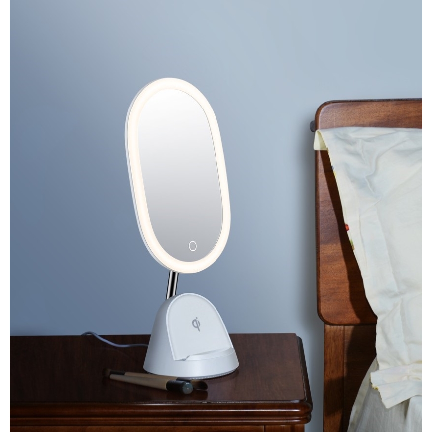 LED Reguliuojamas LED veidrodis su belaidžiu įkrovimu LED/18W/230V