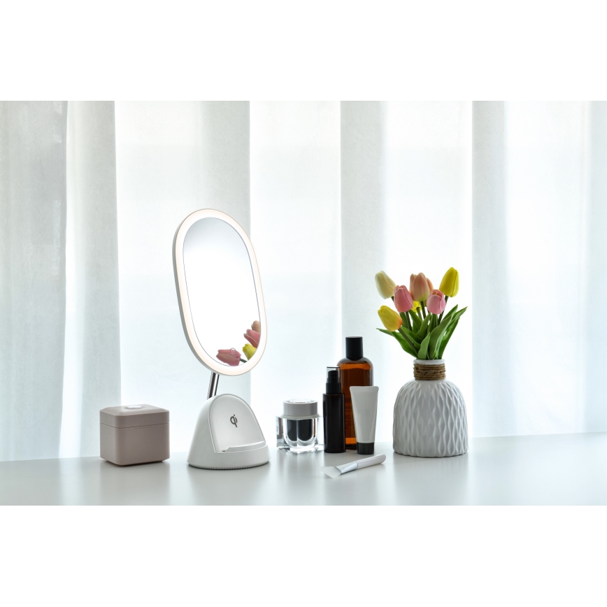 LED Reguliuojamas LED veidrodis su belaidžiu įkrovimu LED/18W/230V