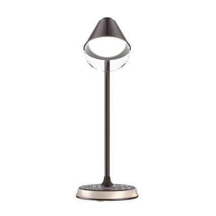 Reguliuojama LED stalinė lempa su belaidžiu įkrovimu FINCH LED/9W/12/230V ruda/auksas