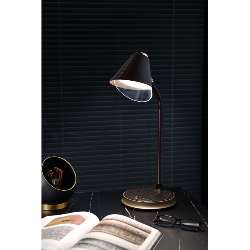 Reguliuojama LED stalinė lempa su belaidžiu įkrovimu FINCH LED/9W/12/230V pilka/blizgus chromas
