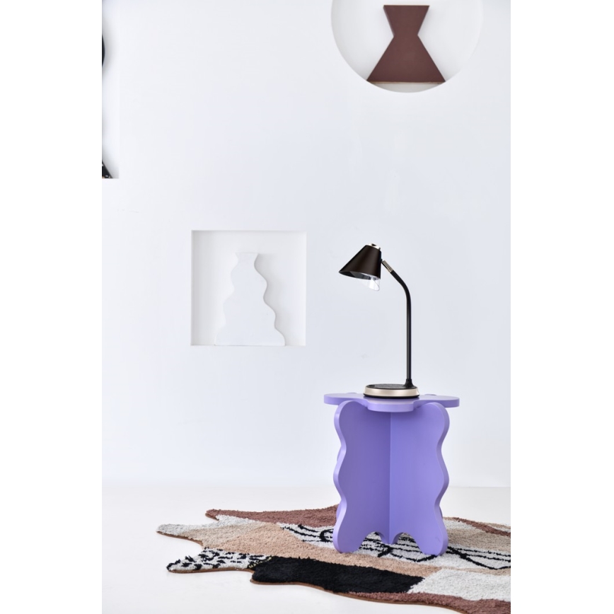 Reguliuojama LED stalinė lempa su belaidžiu įkrovimu FINCH LED/9W/12/230V pilka/blizgus chromas